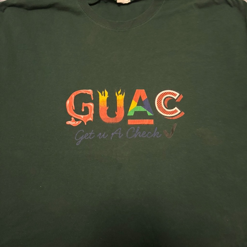 Green Graphic T-Shirt with Colorful GUAC Design